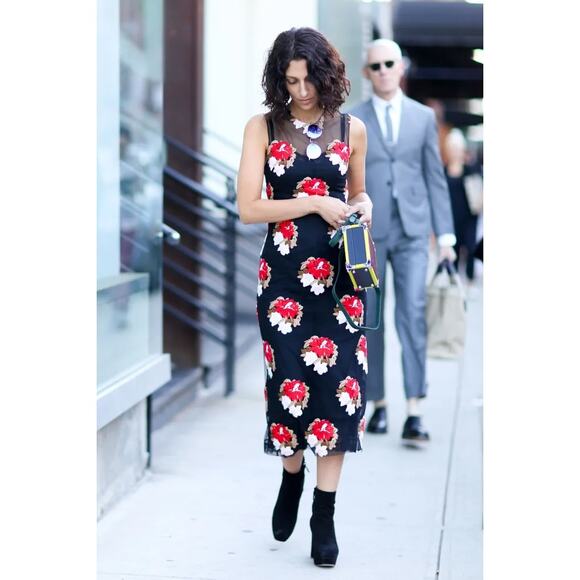 Simone Rocha 2015 Embroidered Tulle Midi Dress Black Floral UK 8 US 4 S Small - Picture 4 of 10